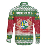 Suriname Christmas Family Matching Off The Shoulder Long Sleeve Dress and Hawaiian Shirt Coat Of Arms Zalig Kersfeest - Wonder Print Shop