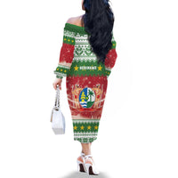 Suriname Christmas Family Matching Off The Shoulder Long Sleeve Dress and Hawaiian Shirt Coat Of Arms Zalig Kersfeest - Wonder Print Shop