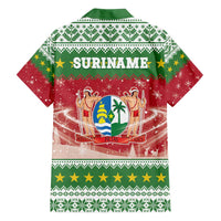 Suriname Christmas Family Matching Off Shoulder Short Dress and Hawaiian Shirt Coat Of Arms Zalig Kersfeest - Wonder Print Shop