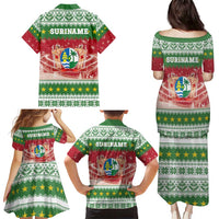 Suriname Christmas Family Matching Puletasi and Hawaiian Shirt Coat Of Arms Zalig Kersfeest - Wonder Print Shop