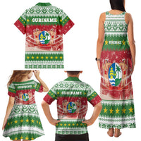 Suriname Christmas Family Matching Tank Maxi Dress and Hawaiian Shirt Coat Of Arms Zalig Kersfeest - Wonder Print Shop