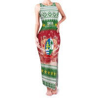 Suriname Christmas Family Matching Tank Maxi Dress and Hawaiian Shirt Coat Of Arms Zalig Kersfeest - Wonder Print Shop