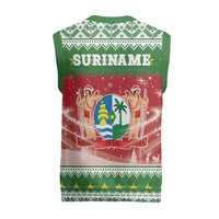 Suriname Christmas Knitted V-Neck Vest Coat Of Arms Zalig Kersfeest - Wonder Print Shop