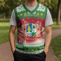 Suriname Christmas Knitted V-Neck Vest Coat Of Arms Zalig Kersfeest - Wonder Print Shop