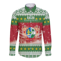 Suriname Christmas Long Sleeve Button Shirt Coat Of Arms Zalig Kersfeest - Wonder Print Shop