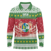 Suriname Christmas Long Sleeve Polo Shirt Coat Of Arms Zalig Kersfeest - Wonder Print Shop