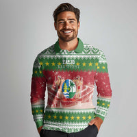 Suriname Christmas Long Sleeve Polo Shirt Coat Of Arms Zalig Kersfeest - Wonder Print Shop