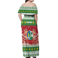 Suriname Christmas Off Shoulder Maxi Dress Coat Of Arms Zalig Kersfeest - Wonder Print Shop