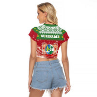 Suriname Christmas Raglan Cropped T Shirt Coat Of Arms Zalig Kersfeest - Wonder Print Shop