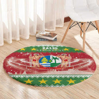 Suriname Christmas Round Carpet Coat Of Arms Zalig Kersfeest - Wonder Print Shop
