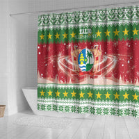 Suriname Christmas Shower Curtain Coat Of Arms Zalig Kersfeest - Wonder Print Shop