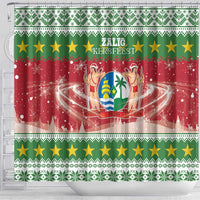 Suriname Christmas Shower Curtain Coat Of Arms Zalig Kersfeest - Wonder Print Shop