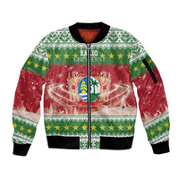 Suriname Christmas Sleeve Zip Bomber Jacket Coat Of Arms Zalig Kersfeest - Wonder Print Shop
