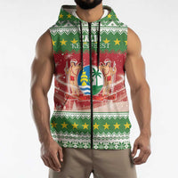 Suriname Christmas Sleeveless Zip Hoodie Coat Of Arms Zalig Kersfeest - Wonder Print Shop