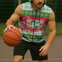 Suriname Christmas Sleeveless Zip Hoodie Coat Of Arms Zalig Kersfeest - Wonder Print Shop