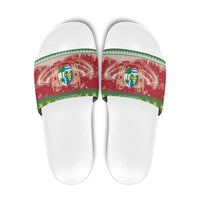 Suriname Christmas Slide Sandals Coat Of Arms Zalig Kersfeest - Wonder Print Shop