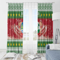 Suriname Christmas Window Curtain Coat Of Arms Zalig Kersfeest - Wonder Print Shop