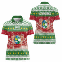 Suriname Christmas Women Polo Shirt Coat Of Arms Zalig Kersfeest - Wonder Print Shop