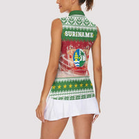 Suriname Christmas Women Sleeveless Polo Shirt Coat Of Arms Zalig Kersfeest - Wonder Print Shop