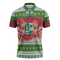 Suriname Christmas Zipper Polo Shirt Coat Of Arms Zalig Kersfeest - Wonder Print Shop