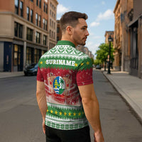 Suriname Christmas Zipper Polo Shirt Coat Of Arms Zalig Kersfeest - Wonder Print Shop
