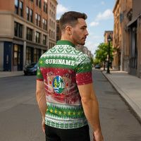 Suriname Christmas Zipper Polo Shirt Coat Of Arms Zalig Kersfeest - Wonder Print Shop
