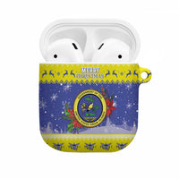 United States Virgin Islands Christmas AirPods Case Coat Of Arms With Poinsettia - Wonder Print Shop