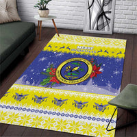 United States Virgin Islands Christmas Area Rug Coat Of Arms With Poinsettia - Wonder Print Shop