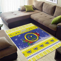 United States Virgin Islands Christmas Area Rug Coat Of Arms With Poinsettia - Wonder Print Shop