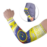 United States Virgin Islands Christmas Arm Sleeves Coat Of Arms With Poinsettia - Wonder Print Shop