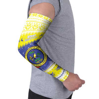 United States Virgin Islands Christmas Arm Sleeves Coat Of Arms With Poinsettia - Wonder Print Shop