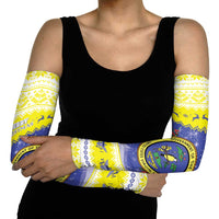 United States Virgin Islands Christmas Arm Sleeves Coat Of Arms With Poinsettia - Wonder Print Shop