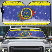 United States Virgin Islands Christmas Auto Sun Shade Coat Of Arms With Poinsettia - Wonder Print Shop