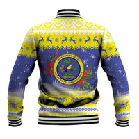 United States Virgin Islands Christmas Baseball Jacket Coat Of Arms With Poinsettia - Wonder Print Shop