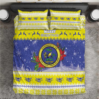 United States Virgin Islands Christmas Bedding Set Coat Of Arms With Poinsettia - Wonder Print Shop