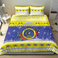 United States Virgin Islands Christmas Bedding Set Coat Of Arms With Poinsettia - Wonder Print Shop