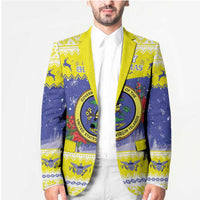 United States Virgin Islands Christmas Blazer Coat Of Arms With Poinsettia - Wonder Print Shop