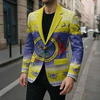 United States Virgin Islands Christmas Blazer Coat Of Arms With Poinsettia - Wonder Print Shop