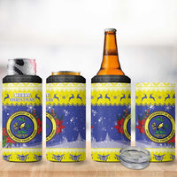 United States Virgin Islands Christmas 4 in 1 Can Cooler Tumbler Coat Of Arms With Poinsettia - Wonder Print Shop