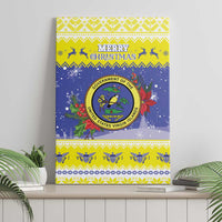 United States Virgin Islands Christmas Canvas Wall Art Coat Of Arms With Poinsettia - Wonder Print Shop