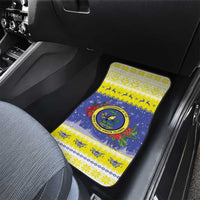 United States Virgin Islands Christmas Car Mats Coat Of Arms With Poinsettia - Wonder Print Shop