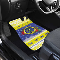 United States Virgin Islands Christmas Car Mats Coat Of Arms With Poinsettia - Wonder Print Shop