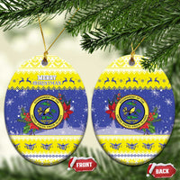 United States Virgin Islands Christmas Ceramic Ornament Coat Of Arms With Poinsettia - Wonder Print Shop