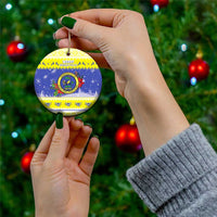 United States Virgin Islands Christmas Ceramic Ornament Coat Of Arms With Poinsettia - Wonder Print Shop