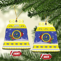 United States Virgin Islands Christmas Ceramic Ornament Coat Of Arms With Poinsettia - Wonder Print Shop