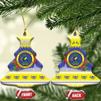 United States Virgin Islands Christmas Ceramic Ornament Coat Of Arms With Poinsettia - Wonder Print Shop