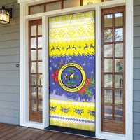 United States Virgin Islands Christmas Door Cover Coat Of Arms With Poinsettia - Wonder Print Shop