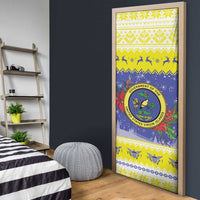 United States Virgin Islands Christmas Door Cover Coat Of Arms With Poinsettia - Wonder Print Shop