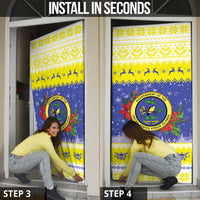 United States Virgin Islands Christmas Door Cover Coat Of Arms With Poinsettia - Wonder Print Shop