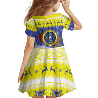 United States Virgin Islands Christmas Family Matching Long Sleeve Bodycon Dress and Hawaiian Shirt Coat Of Arms With Poinsettia - Wonder Print Shop